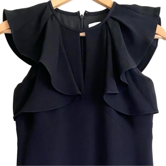 SHOSHANNA Preppy Career Flutter Sleeve Black Darwin Column Dress 2P Cocktail - Picture 8 of 10